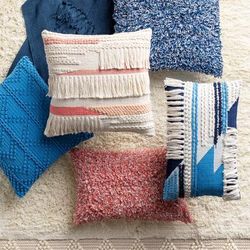 Shoup 20" Square Cotton Cream/Peach/Dusty Pink/Pink Throw Pillow - Boutique Rugs