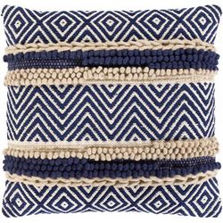 Labrador 22" Square Cotton Beige/Navy/Tan Throw Pillow - Boutique Rugs