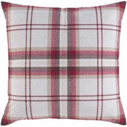 Merredin 22" Square Cottage Dark Brown/Light Gray/Brown/Light Brown/Magenta/Dark Red Throw Pillow - Hauteloom