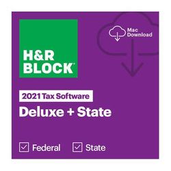 H&R Block 2021 Deluxe + State Tax Software (Digital, Mac) 1326800-21