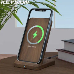 KEYSION – chargeur sans fil Qi 15W support de Charge rapide en bois pour iPhone 12 Pro 11 XR XS