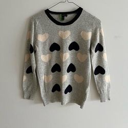 J. Crew Sweaters | Jcrew Sweater With Hearts Design In Xs. | Color: Gray | Size: Xs
