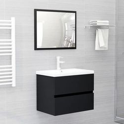 vidaXL Set Mobili da Bagno 2 pz Nero in Truciolato