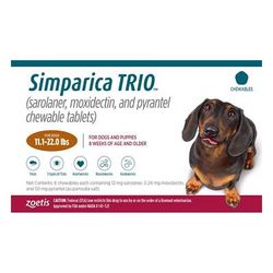 40% Off Simparica Trio For Dogs 11.1-22 Lbs (Caramel) 6 Chews