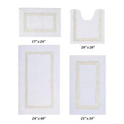Hotel Collections Bath Mat Rug 4 Piece Set (17" X 24" | 20" X 20" | 21" X 34" | 24" X 40") by Better Trends in White Ivory