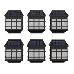 6 Pack Wall Mount LED Solar Lights - Weather Resistant Black Decorative Solar Powered Lights - Deck and Fencing Solar Lights [DN-SL108-6-BK-GG] - Flash Furniture DN-SL108-6-BK-GG