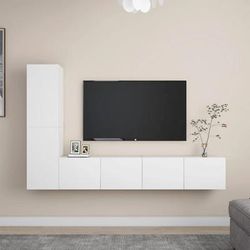 vidaXL Set Mobile TV 4 pz Bianco in Truciolato