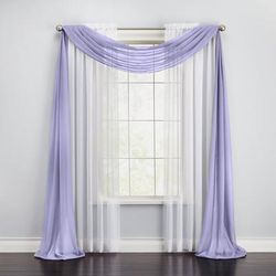 Wide Width BH Studio Sheer Voile Scarf Valance by BH Studio in Lavender (Size 40" W 288"L) Window Curtain