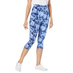 Plus Size Women's Stretch Cotton Printed Capri Legging by Woman Within in Blue Tie-dye (Size 2X)