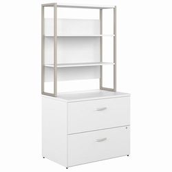 Bush Business Furniture Hybrid 2 Drawer Lateral File Cabinet with Shelves in White - Bush Business Furniture HYB018WHSU