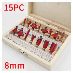 15PCS 8 mm rouge Fraise Foret Defonceuse Coupe Carbure Tungstene Gravure, Fraises a bois en metal