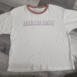 American Eagle Outfitters Tops | American Eagle Cropped Tshirt | Color: White | Size: S