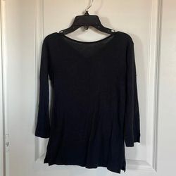 J. Crew Tops | J Crew Tie Back, 3/4 Sleeve Top Size L | Color: Black | Size: Xxs