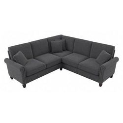 Bush Furniture Coventry 87W L Shaped Sectional Couch in Charcoal Gray Herringbone - Bush Furniture CVY86BCGH-03K