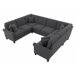 Bush Furniture Coventry 113W U Shaped Sectional Couch in Charcoal Gray Herringbone - Bush Furniture CVY112BCGH-03K