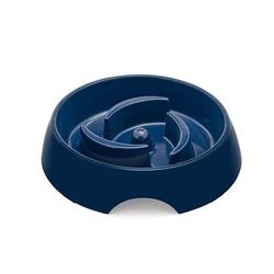 Take it Slow Navy Plastic Slow Feeder Dog Bowl, Large, Blue