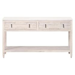 Emerie 2-Drawer Entry Console in White Wash Pine, White Quartz - Essentials For Living 8016.WW-PNE/WHTQ