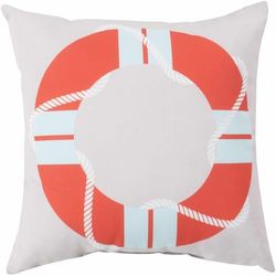 Ada 18" Square Coastal Pillow plush Coral/Light Gray/Pale Blue Outdoor Throw Pillow - Boutique Rugs