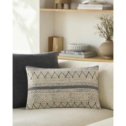 Tariji 22" Square Pillow Moroccan Plush Cotton Dark Blue/Light Beige/Navy/Peach/Beige Lumbar Pillow - Boutique Rugs