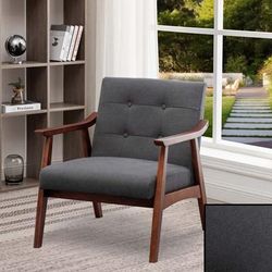 Take a Seat Natalie Accent Chair in Dark Gray Fabric/Espresso