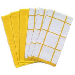 Solid And Check Parquet Kitchen Towel, Six Pack by T-fal in Lemon