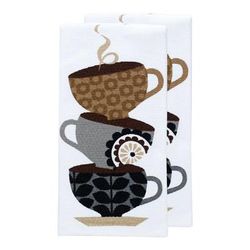 Pigment Print Dual Woven Kitchen Towel, Two Pack by T-fal in Coffee Cups