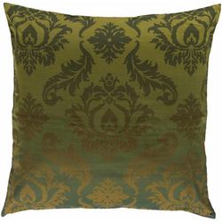Holualoa 18" Square Traditional Cotton Olive/Medium Green Throw Pillow - Boutique Rugs