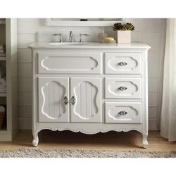 42" Wht MT Knoxville Bathroom Sink Vanity With Backsplash - White