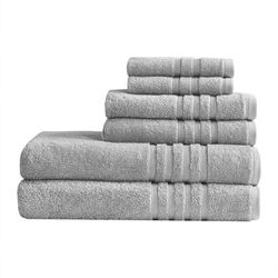 Clean Spaces 67% Cotton 33% Polyester Sustainable Blend 6PC Towel Set in Grey - Olliix LCN73-0130