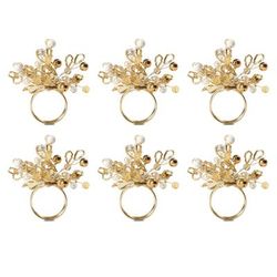 Gold Multi Bead Napkin Ring, Set of 6 by DII in Gold