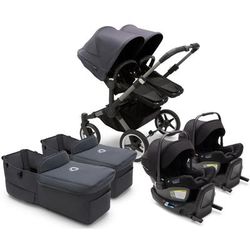 Bugaboo Donkey 5 + Turtle Air Twin Travel System Bundle - Graphite / Stormy Blue / Stormy Blue / Bla