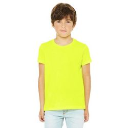 Bella + Canvas 3001YCV Youth CVC Jersey T-Shirt in Neon Yellow size Medium | Cotton/Polyester Blend