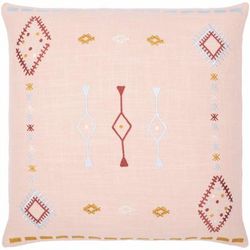 Mada 22" Square Pillow Moroccan Plush Cotton Burgundy/Dusty Pink/Mustard/Pale Blue/White Throw Pillow - Boutique Rugs
