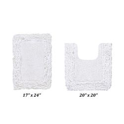 Shaggy Border Bath Rug Mat, 2 Pc Set (17" X 24" | 20" X 20") by Better Trends in White