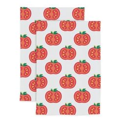 Foodie Designer Print Kitchen Dish Towel, Set 2 by Mu Kitchen in Red White