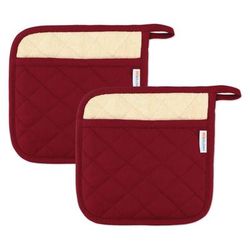 Solid Twill Potholder, Set 2 by Mu Kitchen in Red