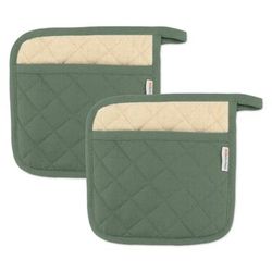 Solid Twill Potholder, Set 2 by Mu Kitchen in Green