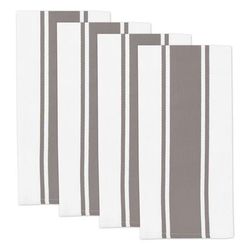 Classic Stripe Cotton Kitchen Dish Towel, Set 4 by Mu Kitchen in Gray