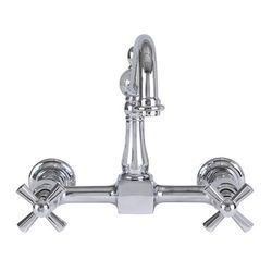 Randolph Morris Wall Mounted Bridge Utility Faucet - Metal Deco Cross Handles RMK6DMC-CP