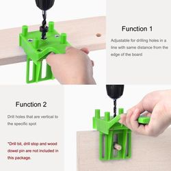 Handheld Wood Doweling Jig, 6mm 8mm 10mm Drilling Dowel Guide Tool Green