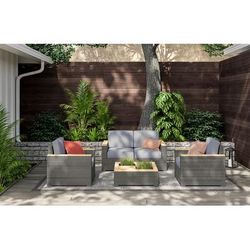 Boca Raton Gray 4-Piece Outdoor Set; Loveseat, 2 Lounge Chairs and Coffee Table - HomeStyles 6801-60-11D-21