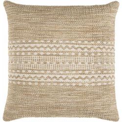 Lantz 18" Square Cottage Pillow Moroccan Plush Cotton Beige/Oatmeal/Tan/Light Beige Throw Pillow - Boutique Rugs