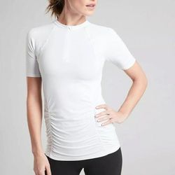 Athleta Tops | Athleta White Pacifica Contoured Short Sleeve Rash Guard Top Xs | Color: White | Size: Xs