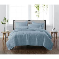 Heritage Solid Quilt Set by Cannon in Blue (Size TWINXL)