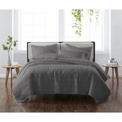Heritage Solid Quilt Set by Cannon in Grey (Size TWINXL)