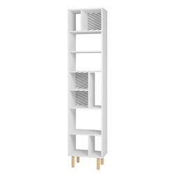 Essex 77.95 Bookcase with 10 Shelves in White and Zebra - Manhattan Comfort 408AMC176