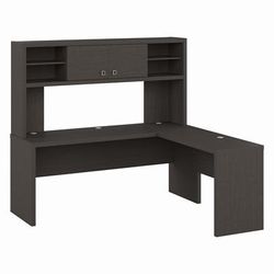 Bush Business Furniture Echo 72W L Shaped Computer Desk with Hutch in Charcoal Maple - ECH057CM