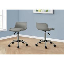 Office Chair / Adjustable Height / Swivel / Ergonomic / Computer Desk / Work / Juvenile / Metal / Pu Leather Look / Grey / Contemporary / Modern - Monarch Specialties I 7465