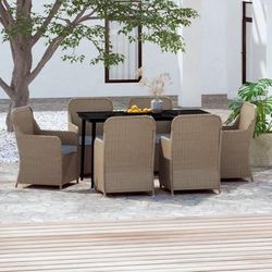 vidaXL Set da Pranzo per Giardino 7 pz con Cuscini Marrone