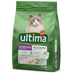 2x7.5kg Sterilised Hairball Turkey & Barley Ultima Dry Cat Food